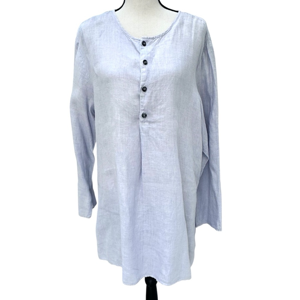 CP SHADES PALE PURPLE IRISH LINEN LANGENLOOK LONG SLEEVE TUNIC